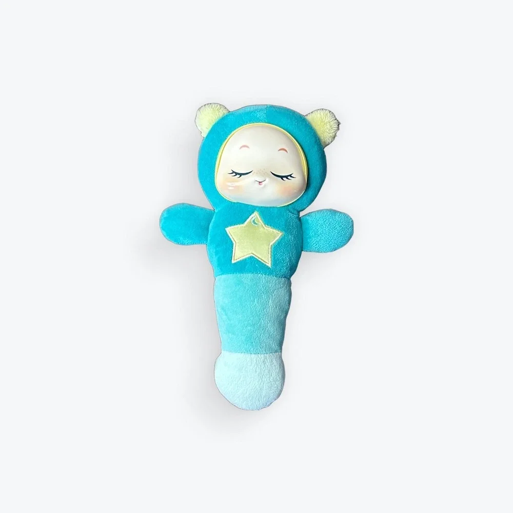 Playskool GloWorm Smart Sense‎ Cry Sensor  Light Music Blue Plush Baby Toy Lovey